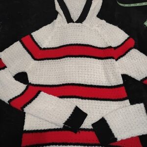 Cozy Striped Hoodie in Red, Black, and White